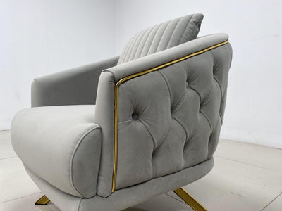 Phoenix Modern Sofa Set in Luxury Grey Velvet