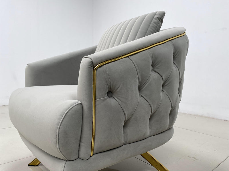 Phoenix Modern Sofa Set in Luxury Grey Velvet