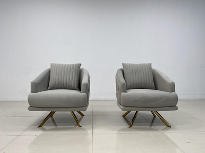 Phoenix Modern Sofa Set in Luxury Grey Velvet