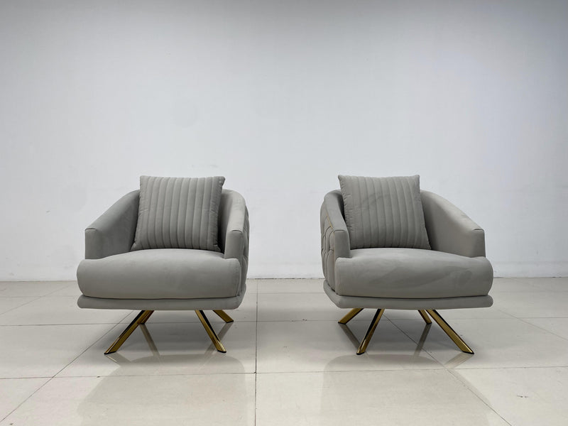 Phoenix Modern Sofa Set in Luxury Grey Velvet