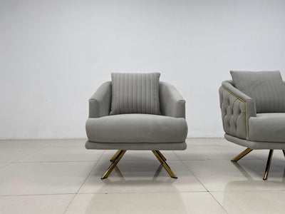 Phoenix Modern Sofa Set in Luxury Grey Velvet