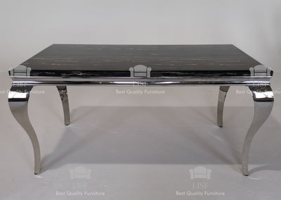 The Louis Dining Table (150cm) in [Grey / Cream or Black] Marble Top - Table ONLY