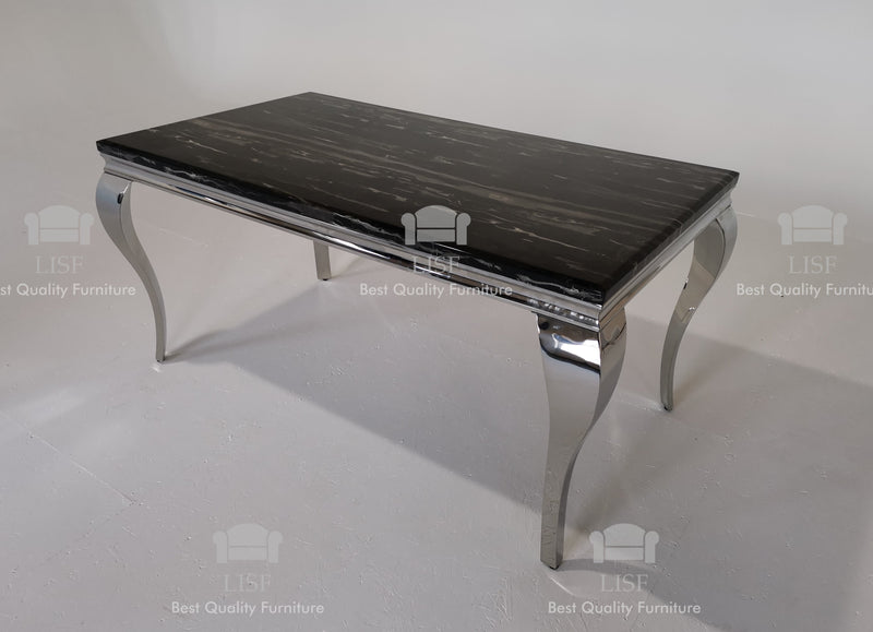 The Louis Dining Table (150cm) in [Grey / Cream or Black] Marble Top - Table ONLY