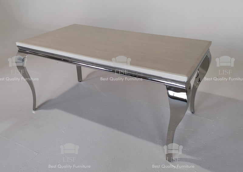 The Louis Dining Table (150cm) in [Grey / Cream or Black] Marble Top - Table ONLY