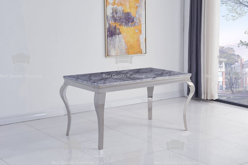 The Louis Dining Table (150cm) in [Grey / Cream or Black] Marble Top - Table ONLY