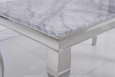 The Louis Dining Table (150cm) in [Grey / Cream or Black] Marble Top - Table ONLY