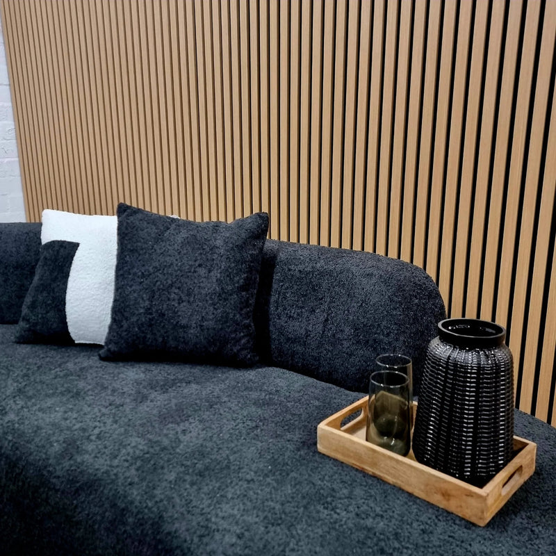 Miami Luxury Modern Sofa in Luxury BLACK boucle fabric