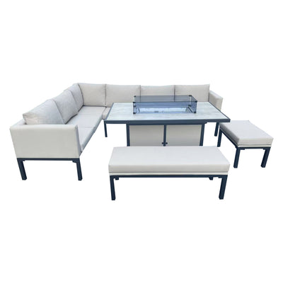 Luxury 5-Piece L-Shaped Outdoor Dining Set in Beige