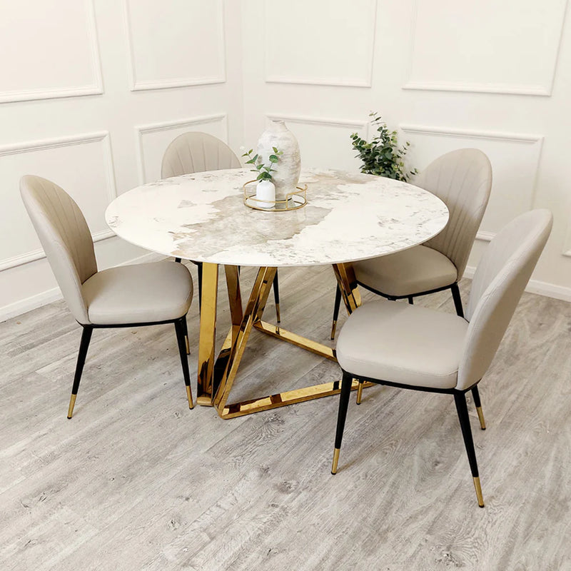 Nero Gold 130CM Round Dining Table with Sintered Stone Top