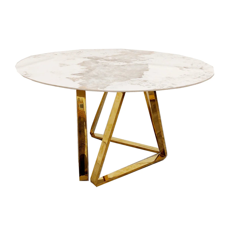 Nero Gold 130CM Round Dining Table with Sintered Stone Top