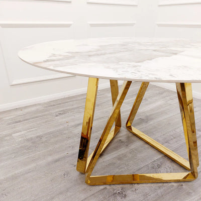 Nero Gold 130CM Round Dining Table with Sintered Stone Top