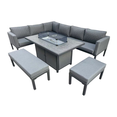 Luxury 5-Piece L-Shaped Outdoor Dining Set in Grey