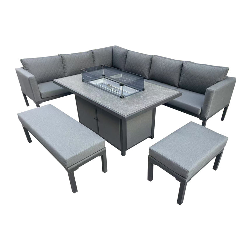 Luxury 5-Piece L-Shaped Outdoor Dining Set in Grey