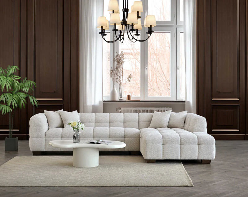 The Bubble Boucle Corner Sofa in Luxury Ivory Boucle Upholstery