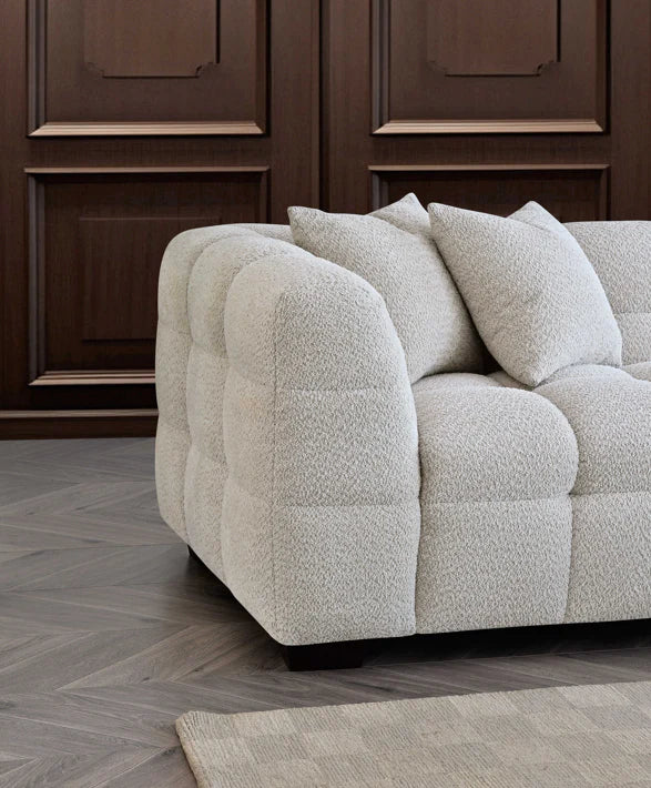 The Bubble Boucle Corner Sofa in Luxury Ivory Boucle Upholstery