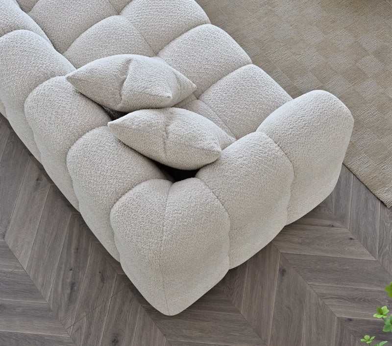 The Bubble Boucle Corner Sofa in Luxury Ivory Boucle Upholstery