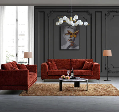 Lenox Sofa Range In Rust Velvet