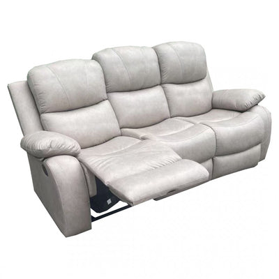 Light Grey Leather Powered Recliner 3 Seater Sofa