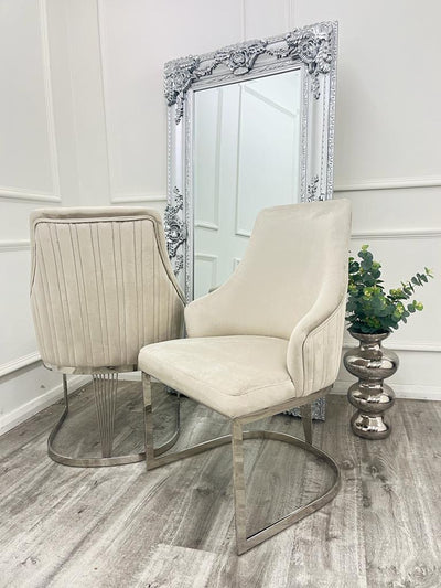 Chelmsford Cream Velvet Dining Chair with Silver Base