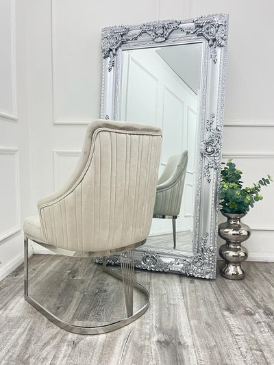 Chelmsford Cream Velvet Dining Chair with Silver Base