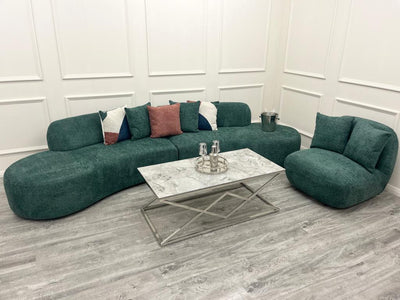 Miami Luxury Modern Sofa in Luxury Green boucle fabric