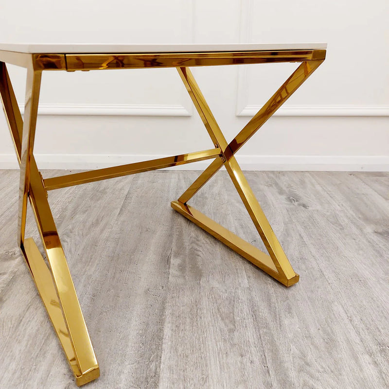 Zion Gold Side Table with Polar White Sintered Top