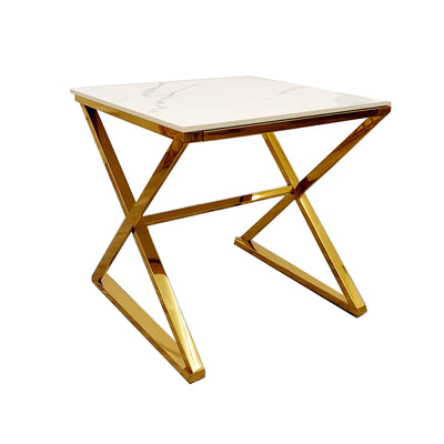 Zion Gold Side Table with Polar White Sintered Top