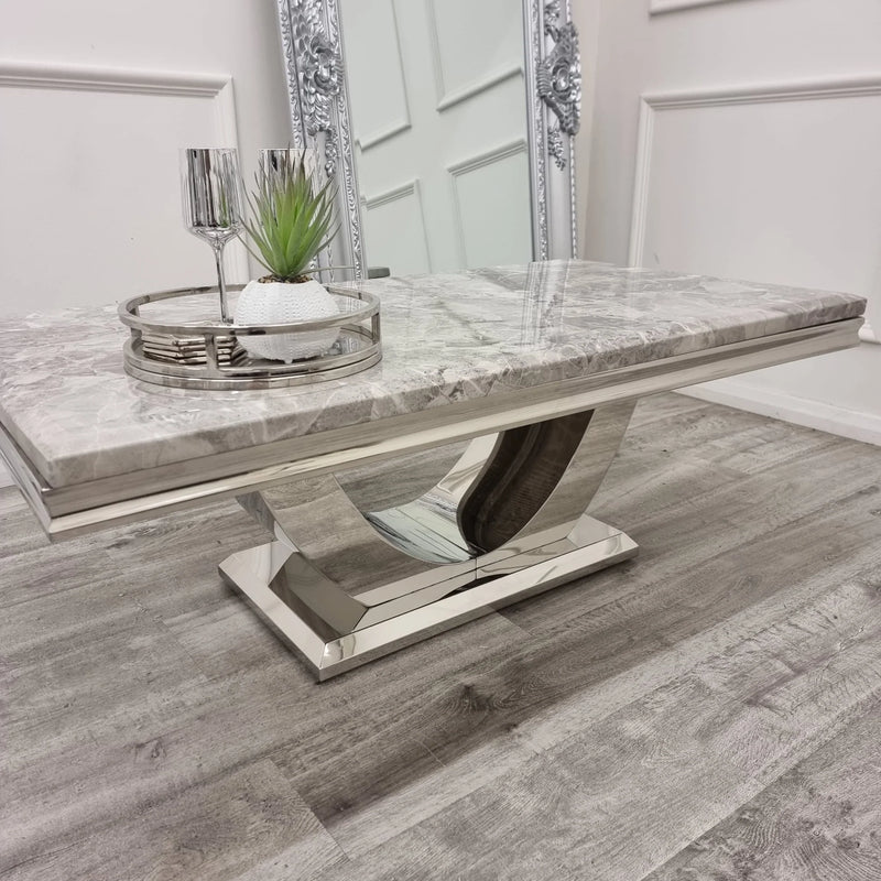 The Arial Coffee Tables (130cm) - In Grey Marble Top