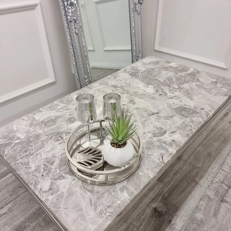 The Arial Coffee Tables (130cm) - In Grey Marble Top