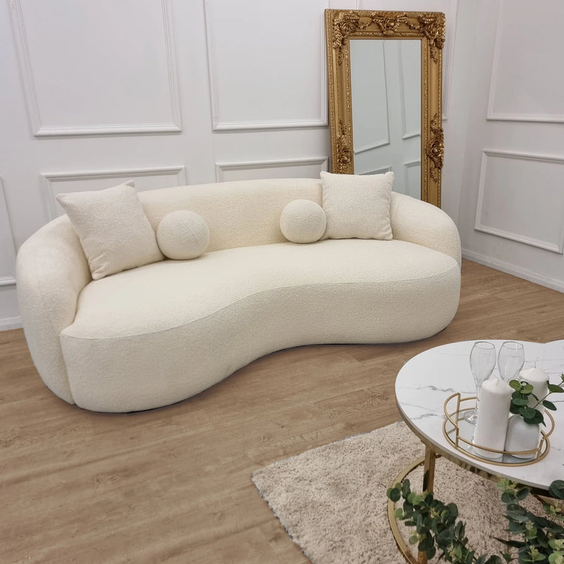 La Concha Wave Boucle Sofa in Luxury Ivory Boucle Upholstery