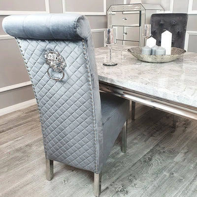 Emma Grey Dining Chair tufted Lion Head Knocker back