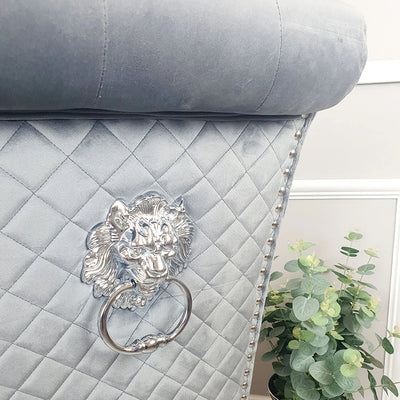 Emma Grey Dining Chair tufted Lion Head Knocker back