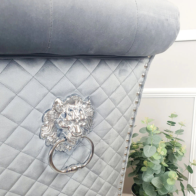 Emma Grey Dining Chair tufted Lion Head Knocker back