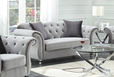 The New Chesterfield Sofas Sets in Luxury Grey Velvet - Xmas Delivery