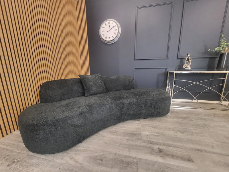 Miami Luxury Modern Sofa in Luxury BLACK boucle fabric