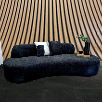Miami Luxury Modern Sofa in Luxury BLACK boucle fabric