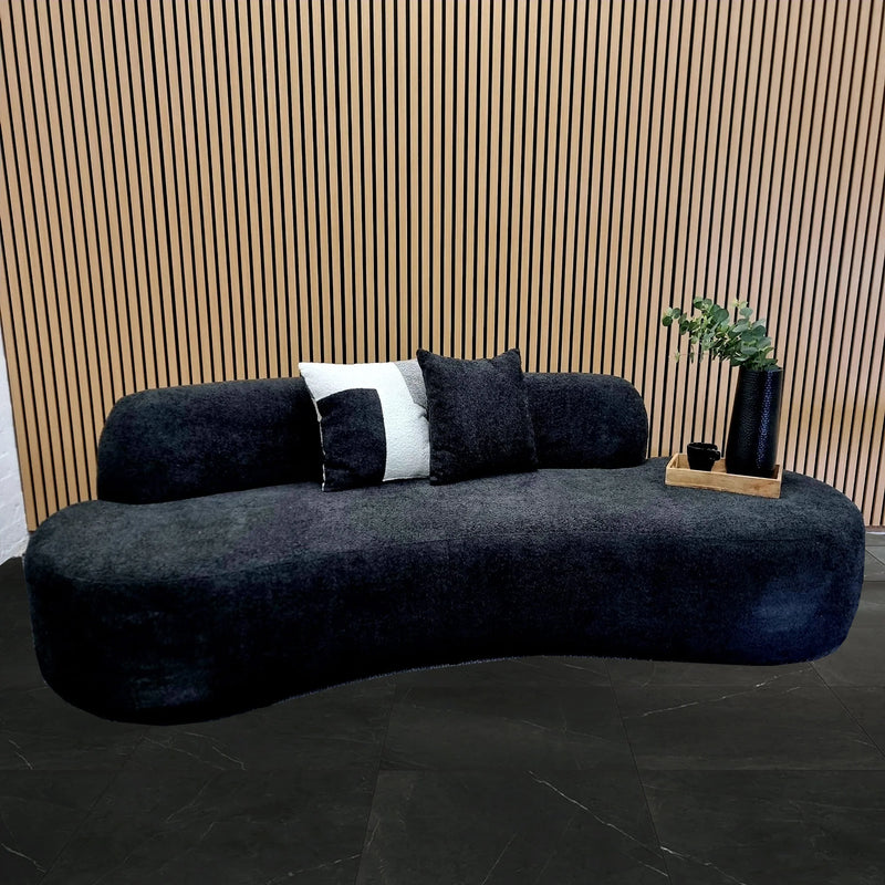 Miami Luxury Modern Sofa in Luxury BLACK boucle fabric