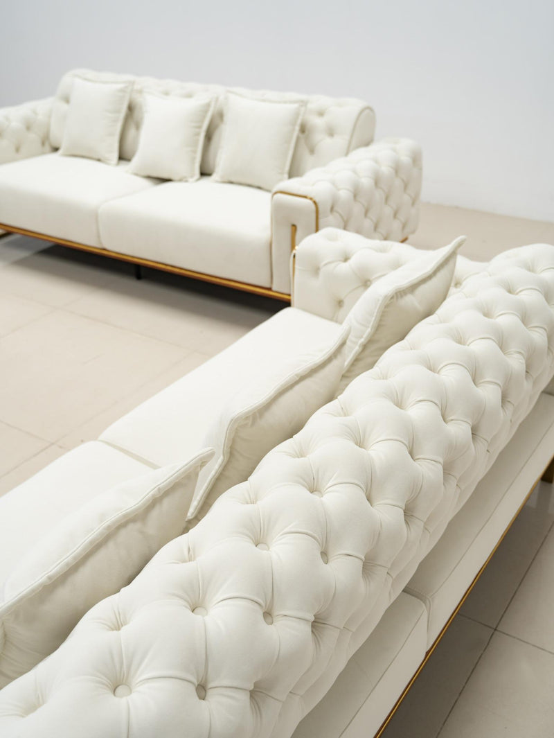 Antalya Sofa Set in Luxury Light  Cream Velvet
