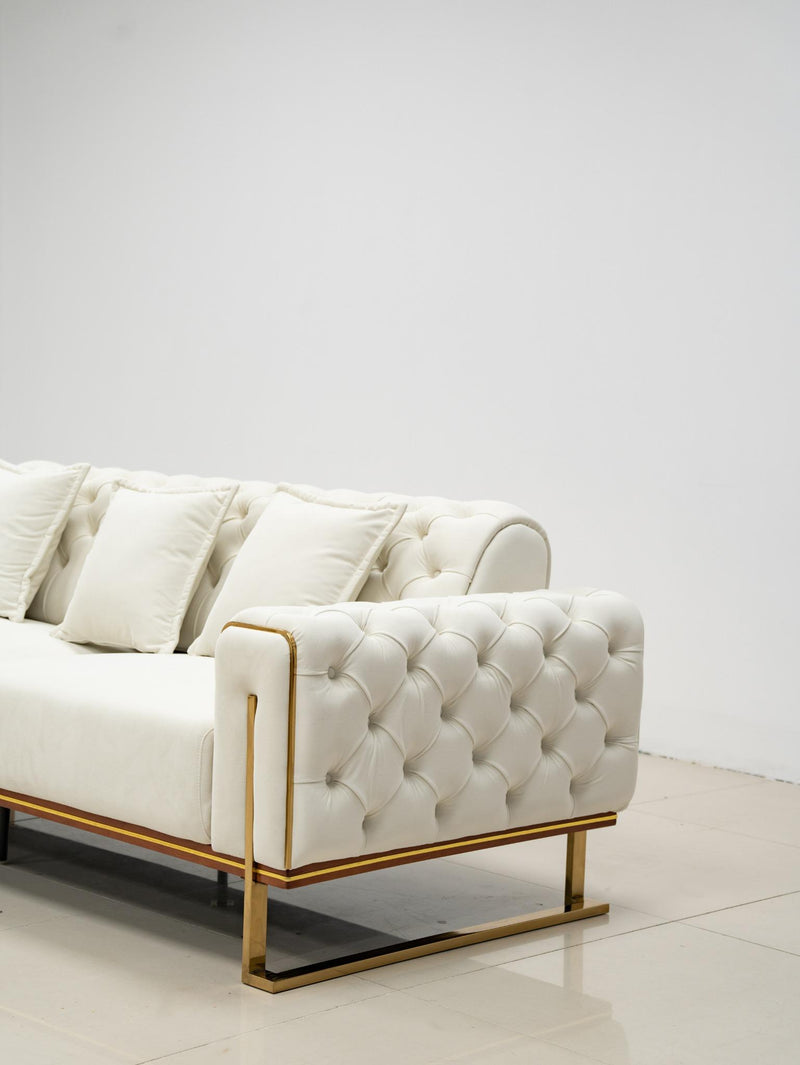Antalya Sofa Set in Luxury Light  Cream Velvet