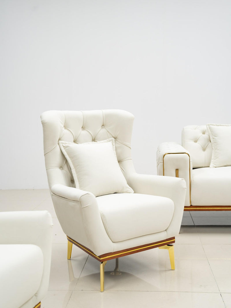 Antalya Sofa Set in Luxury Light  Cream Velvet