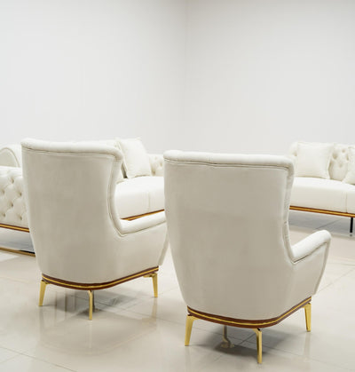 Antalya Sofa Set in Luxury Light  Cream Velvet