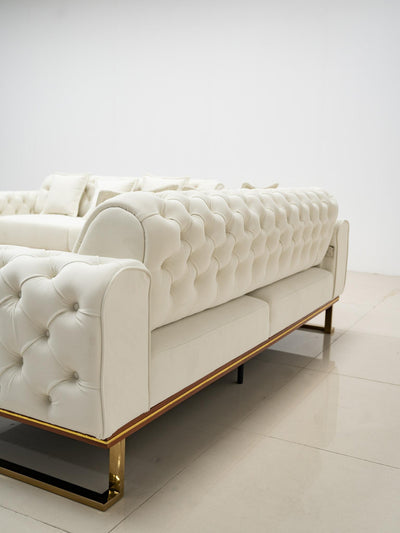 Antalya Sofa Set in Luxury Light  Cream Velvet