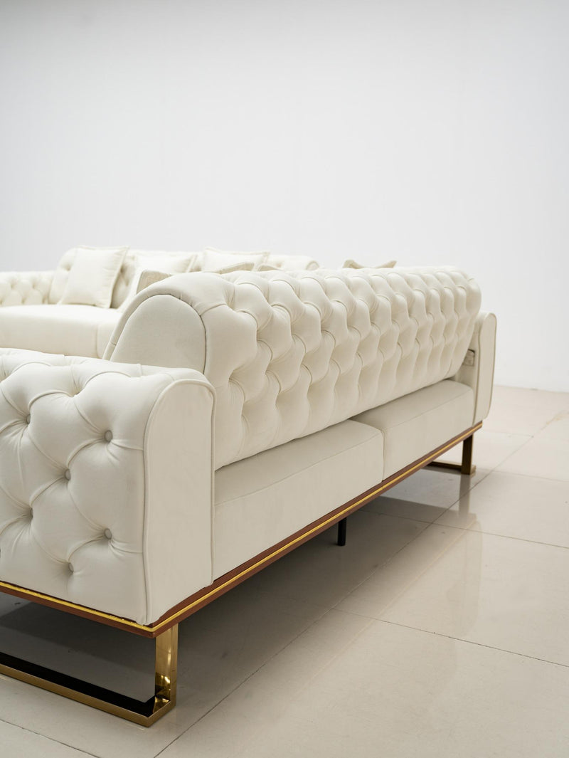 Antalya Sofa Set in Luxury Light  Cream Velvet