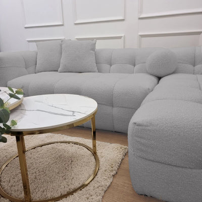 The Bubble Boucle Corner Sofa in Luxury Grey Boucle Upholstery