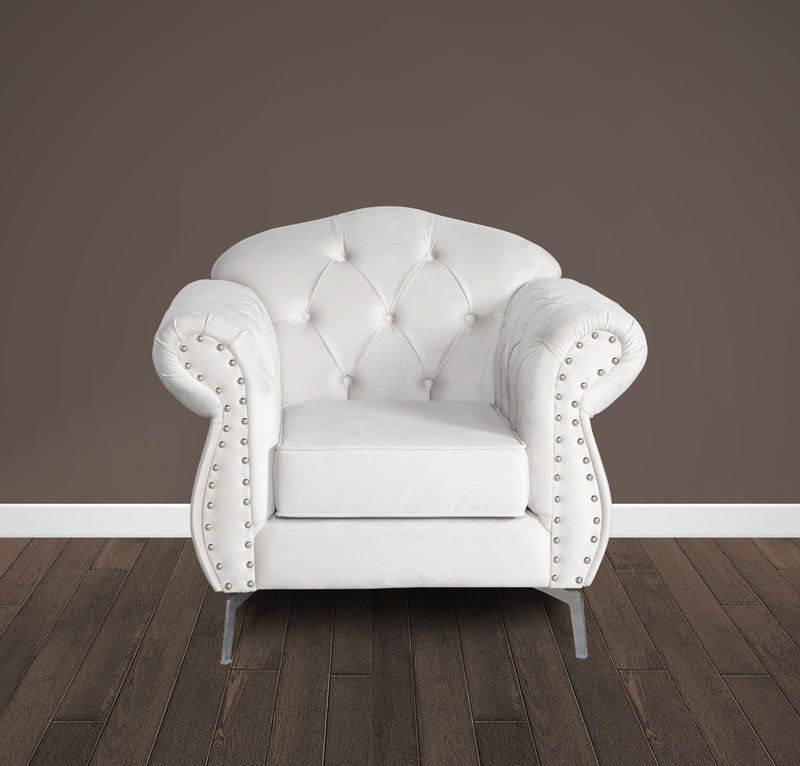 Chesterfield Sofas in Cream Velvet 1 Seater