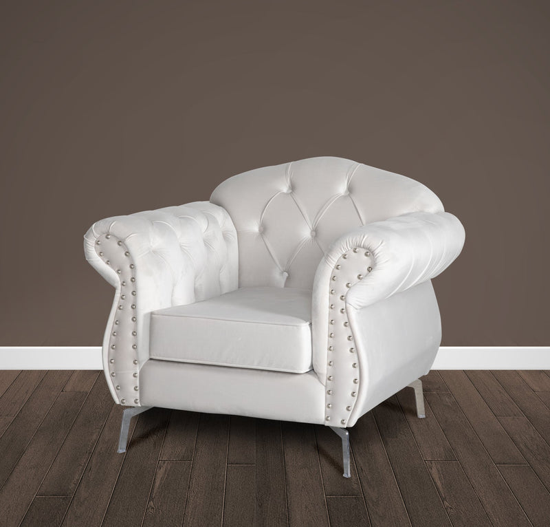 Chesterfield Sofas in Cream Velvet 1 Seater