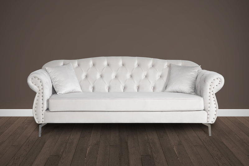 Chesterfield Sofas in Cream Velvet 3 Seater
