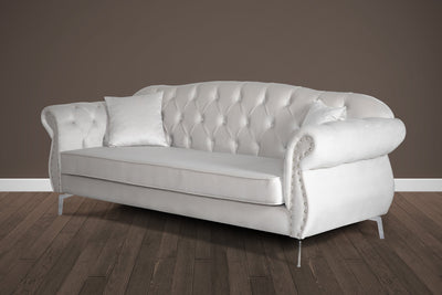 Chesterfield Sofas in Cream Velvet 3 Seater