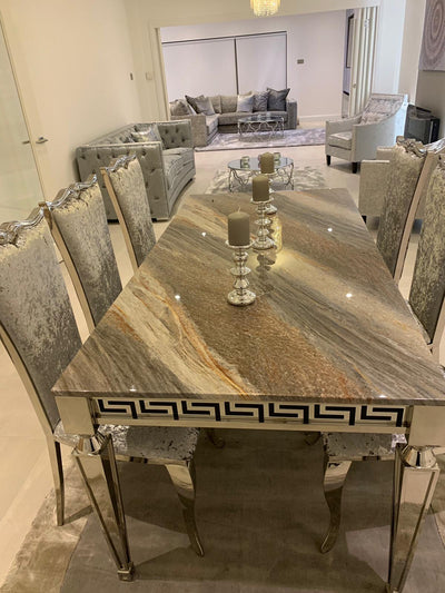 The Ginevra Dining Tables (150cm) in Grey Top + 4 or 6 Chairs