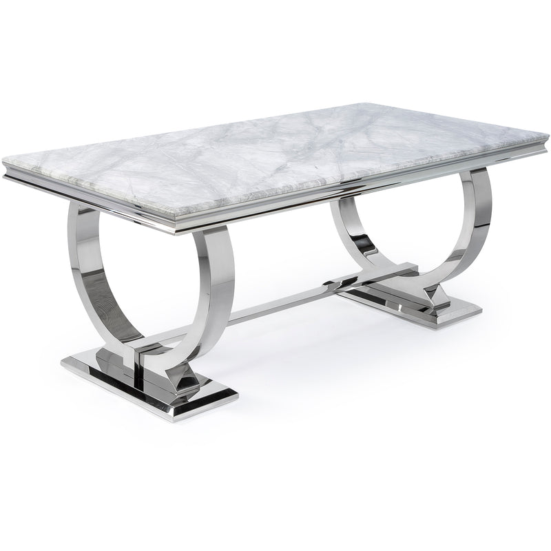 The Arianna Dining Tables (200cm) - In Grey Marble Top